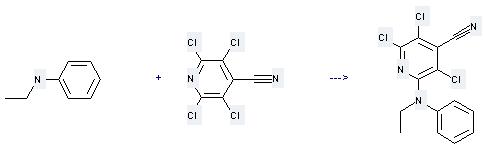 2, 3, 5, 6-Tetrachloroisonicotinonitrile can be used to produce Trichloro-4-cyano-6-(N-ethylanilino)pyridine.